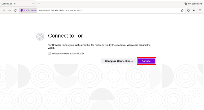 Натиснете „Свързване“, за да се свържете с Tor
